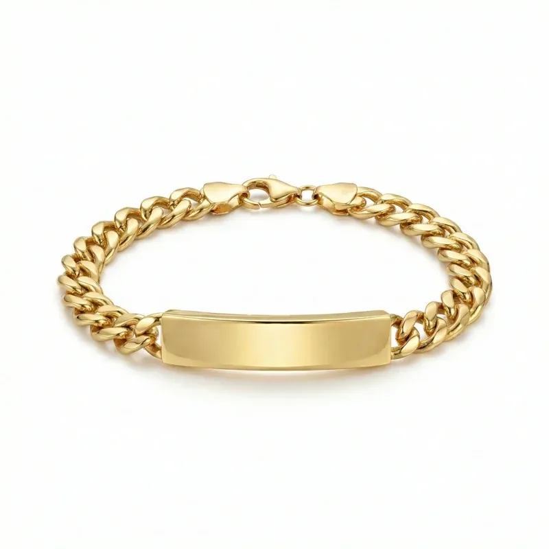 18K gold Mazimo collection ID chain bracelet with Cuban link design and polished plate, 11.60 grams